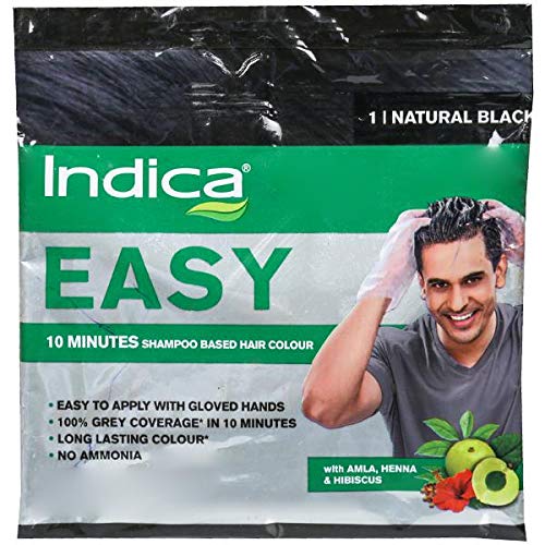 Buy Indica Easy 10 Minutes Shampoo Based Hair Colour  1 Natural Black 25  ml Online at Best Price  Hair Colours